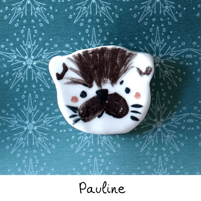 Broche céramique - Famille Loutres