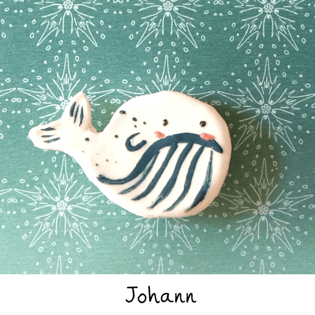 Broche céramique - Famille Baleines