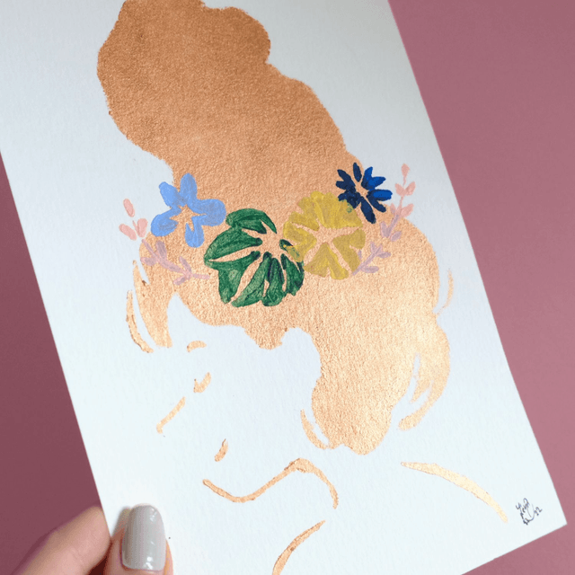 Impressions pochoirs: Fleurs dans les cheveux