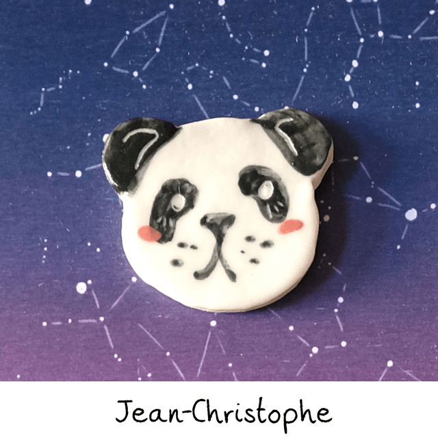 Broche et colliers céramique - Famille Panda et Ours