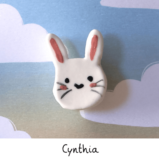 Broche céramique - Famille Lapins