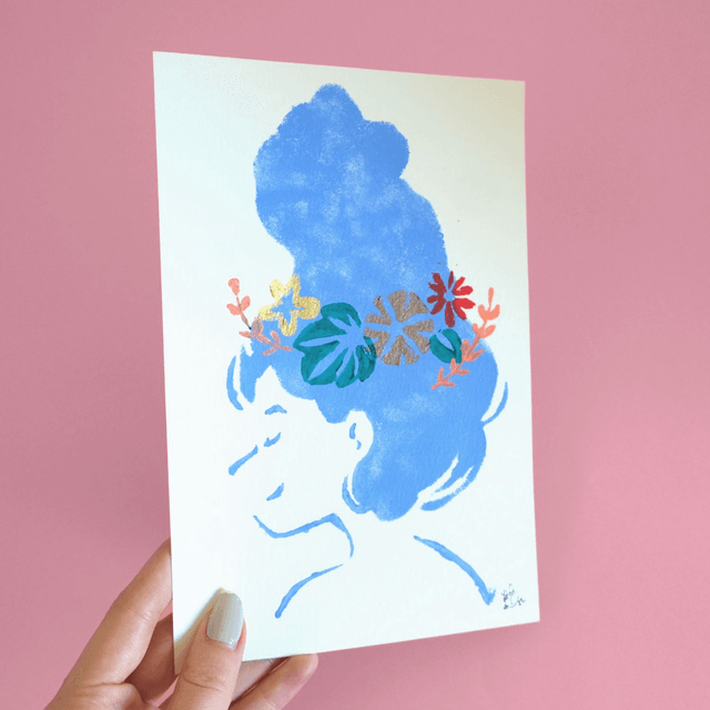 Impressions pochoirs: Fleurs dans les cheveux