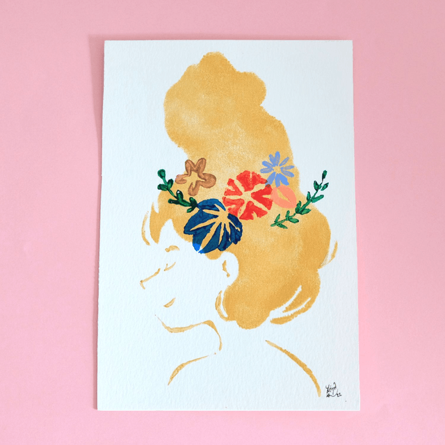 Impressions pochoirs: Fleurs dans les cheveux