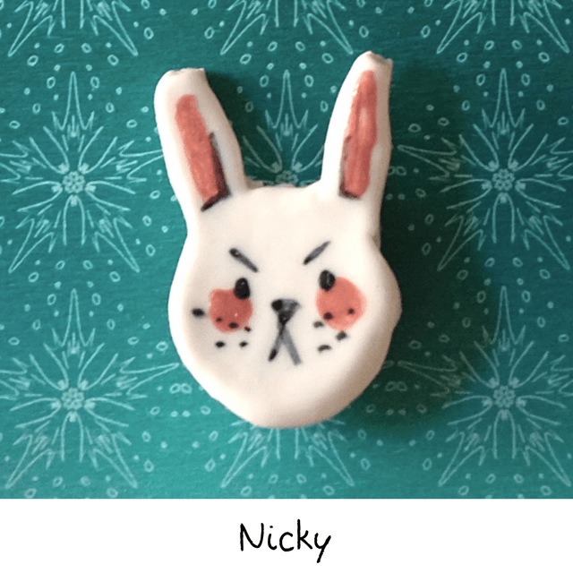 Broche céramique - Famille Lapins