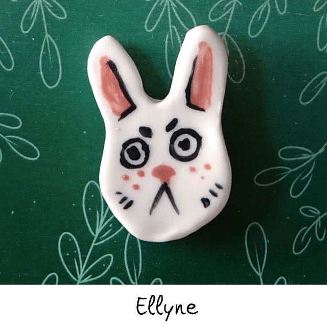 Broche céramique - Famille Lapins