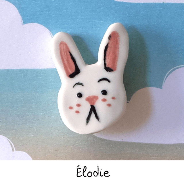 Broche céramique - Famille Lapins