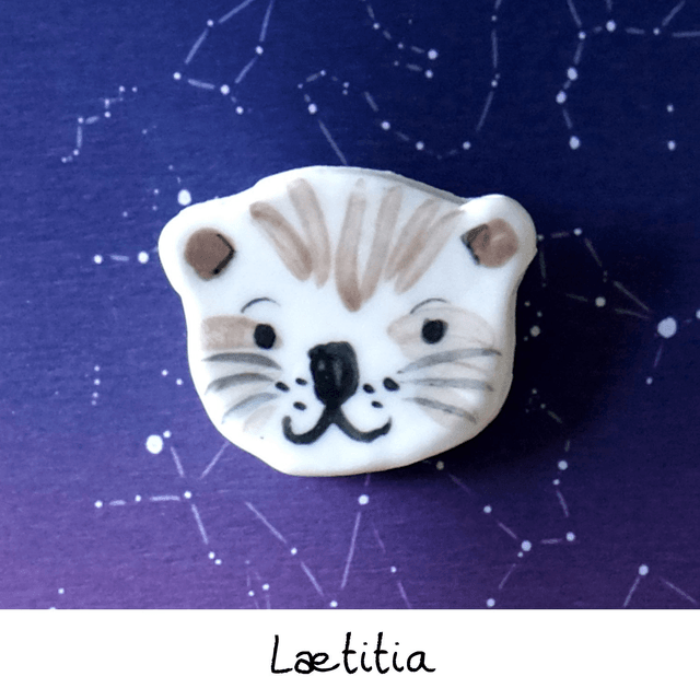 Broche céramique - Famille Loutres