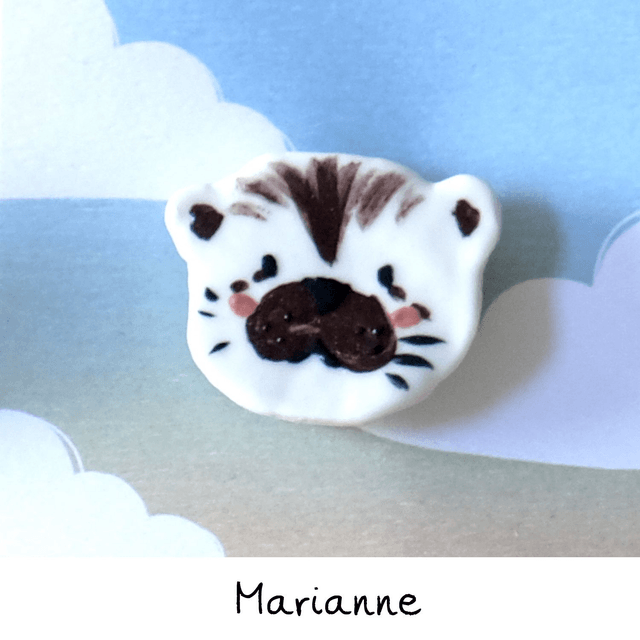 Broche céramique - Famille Loutres