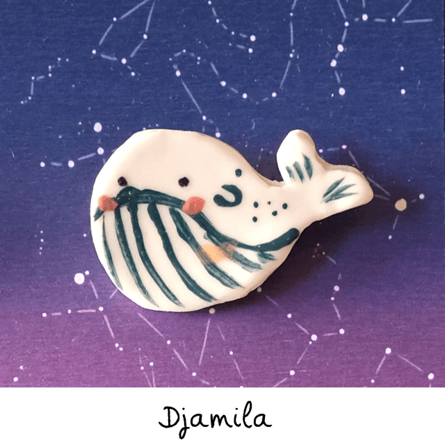 Broche céramique - Famille Baleines