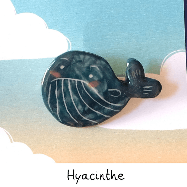 Broche céramique - Famille Baleines