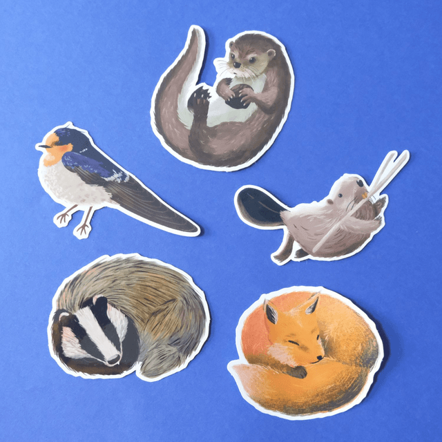 Lot de 5 autocollants animaux