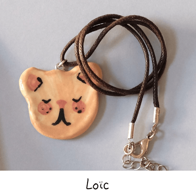 Broche et colliers céramique - Famille Panda et Ours