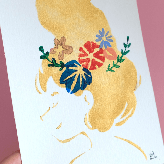 Impressions pochoirs: Fleurs dans les cheveux