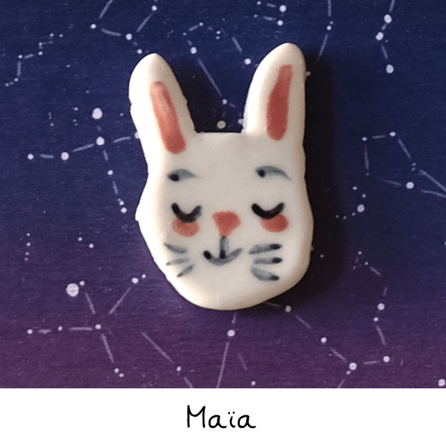 Broche céramique - Famille Lapins
