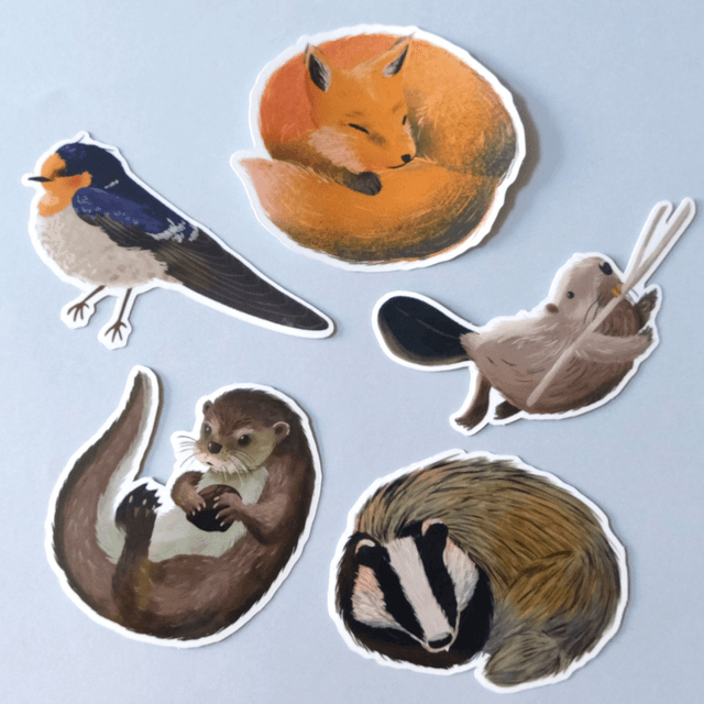 Lot de 5 autocollants animaux